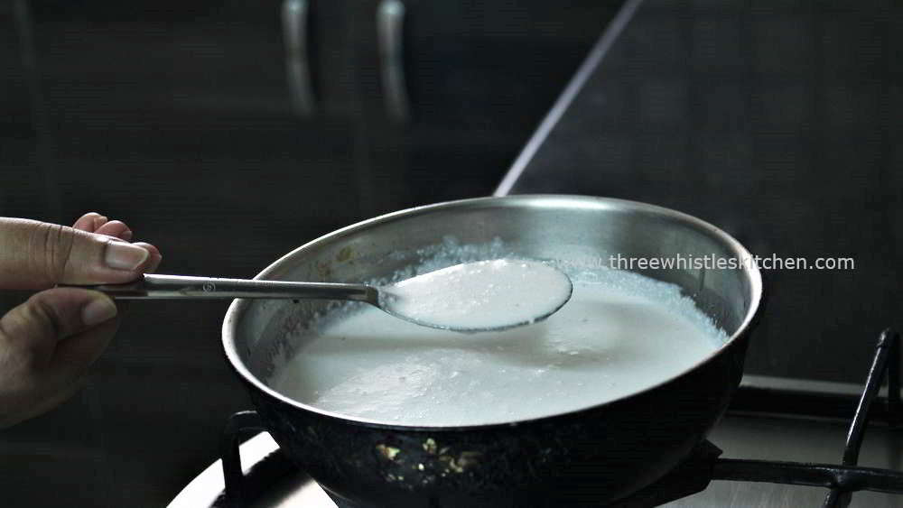 coconut milk in pan