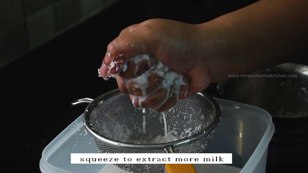 squeeze to extract coconut milk